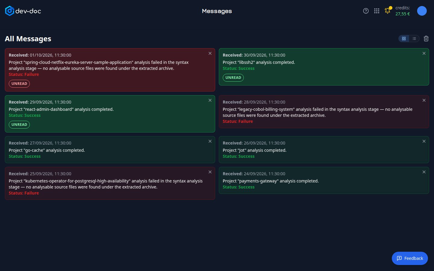 The Messages page.